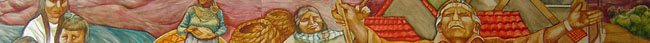 Detail from art mural, "Portrait of a Neighborhood", by Catherine Day; the mural is inside Avenue Library