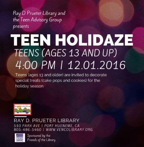 Flyer for Teen Holidaze Event