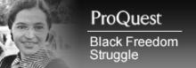 Logo - ELibrary - ProQuest - Black Freedom Struggle - Black and white picture of Rosa Parks