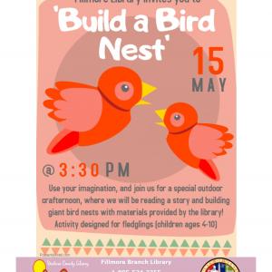 Flyer for event, info in calendar listing. Flyer is colorful and has a couple of birds on it.