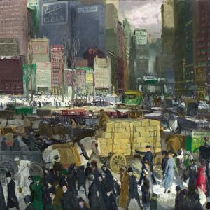 painting by george bellows of a crowded new york city scene from the early twentieth century